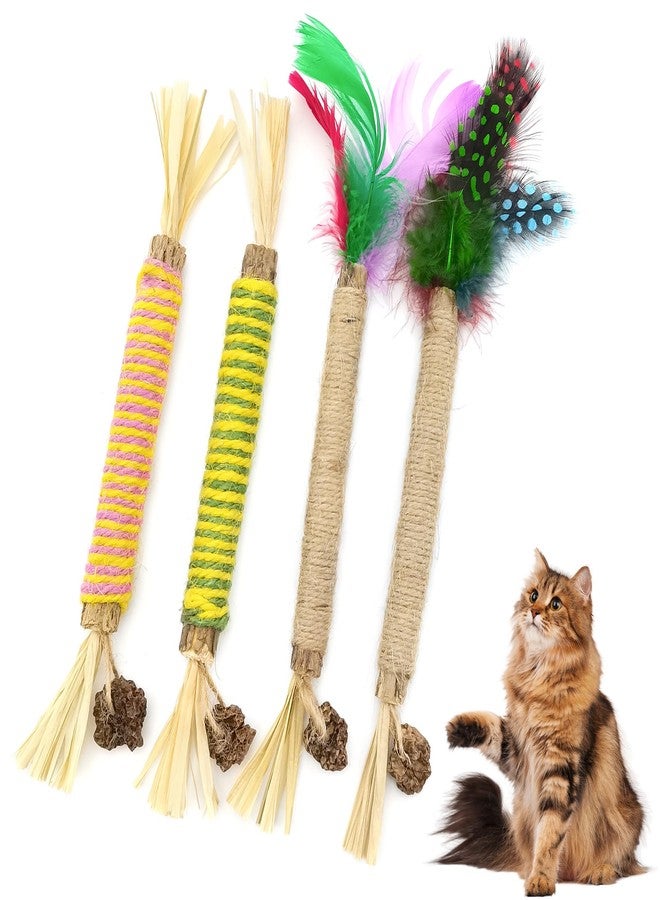 Quacc 4 PCS Silvervine Chew Sticks Natural Silver Vine Sticks Cat Dental Treat Toy for Teeth Cleaning Calm Cat Anxiety Stress - Image 1